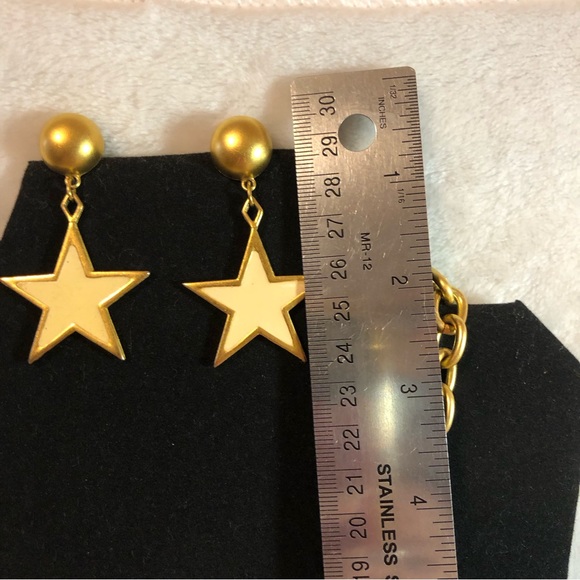 Premier Designs matte gold and cream stars necklace and pierced earrings set - Picture 10 of 10
